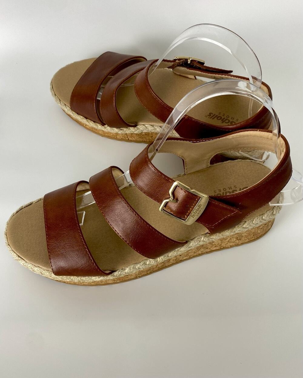 Dr. Scholl's Brown Espadrille Wedge Sandals Women's Size 8.5 Ankle Strap Comfort - Picture 1 of 10